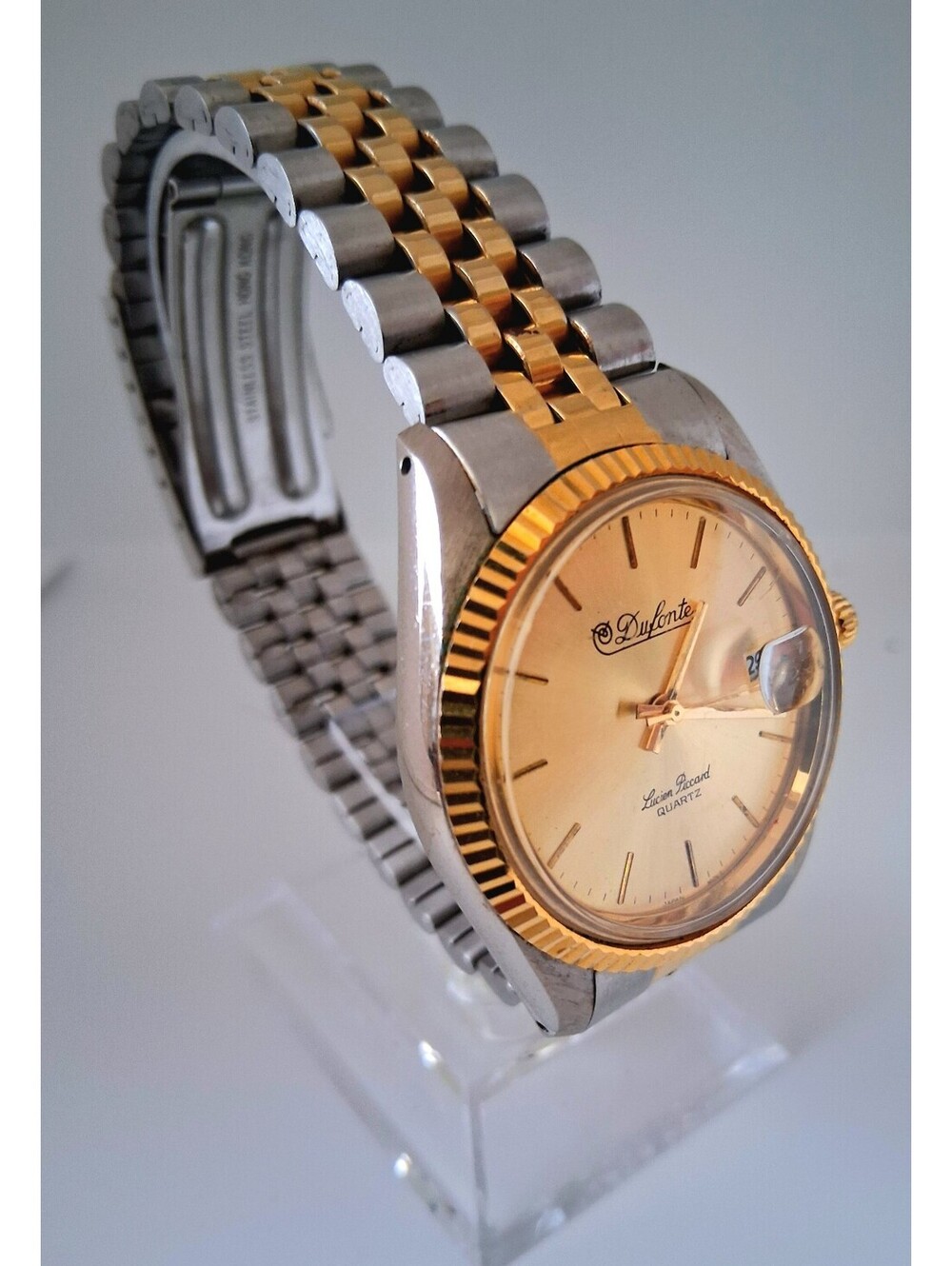 RARE Vintage Lucien Piccard Dufonte Two Tone Presidential Date Watch